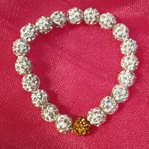 Sparkle Bling stretchy bracelet, white and amber!